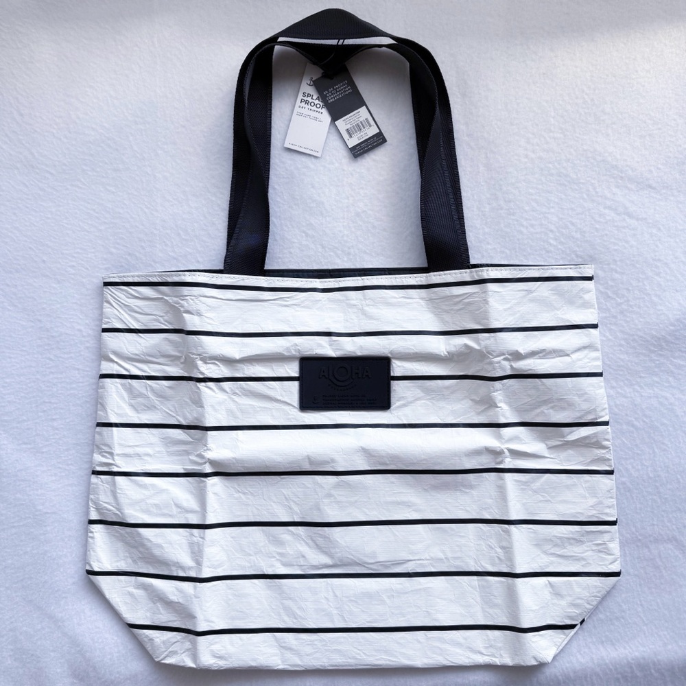 Aloha Collection Day Tripper Tote Black on White Pinstripe